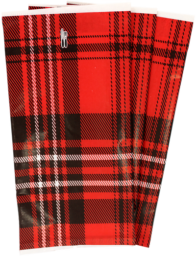Bestecktaschen Scottish Red, 27x13 cm mit innenliegender Serviette, Zellstoff, hochweiß, 48x48 cm, 2-lagig, Kopffalz